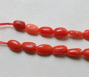Cuentas de coral rojo con forma ovalada, cuentas de coral de 8X6 a 5X4 MM, hebra de 16 pulgadas, cuentas de coral al por mayor, cuentas de coral lisas, suministros de coral - Product Image 2