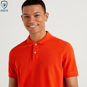 เสื้อยืดโปโลสำหรับผู้ชายพิมพ์โลโก้แบบกำหนดเองลายทึบกันยับทำจากผ้าฝ้ายโพลีเอสเตอร์ - Product Image 5