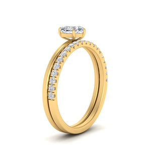 Bague en diamant Moissanite Solitaire en forme de coeur demi-éternité à réglage fin avec diamants ronds de petite taille taillés en brillant - Product Image 5