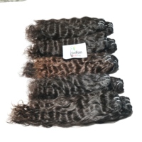 Cheveux humains indiens Remy naturels non traités noirs pour femmes, 100g, lots de mèches ondulées avec double trame machine, extensions à tisser et à clipser