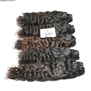 Extensions de cheveux humains vierges indiens naturels non traités, style naturel, ondulés, double trame, pour femmes noires - Product Image 1