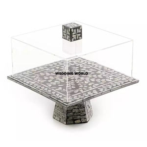 Ensemble de deux supports à gâteau en bois enduit de poudre noire de qualité supérieure faits à la main support à gâteau en bois de créateur classique et élégant - Product Image 6