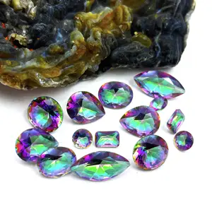 Wunderbare mystische Quarz mischung Facettierter geschnittener Edelstein 76 Stück 5-14mm CT Regenbogen farbe Kalibrierter loser Edelstein, Mystic Alle Größen