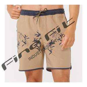 Short de surf en polyester à séchage rapide pour hommes, vêtements de plage décontractés confortables avec motif solide, léger, expédition rapide - Product Image 1