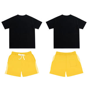 BlacknYellow Casual Conjuntos de 2 piezas Camiseta de manga corta Pantalones cortos de malla Conjunto de chándal sólido Ropa de marca para hombres Conjuntos de pantalones cortos - Product Image 1