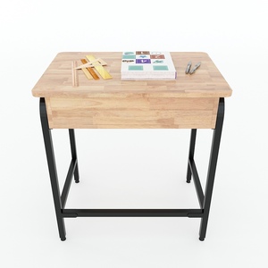 UNI 02 Single <b>Study</b> <b>Desk</b> for School Modern Rubberwood Frame Powder-Coated Iron Legs Powder-Coated Iron Legs Drawer <b>Desk</b> - Product Image 2