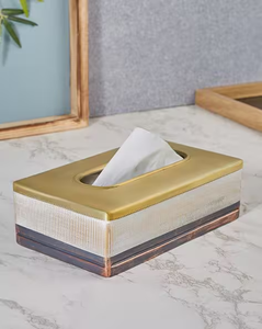 Organisateur de mouchoirs en gros Incrustation exquise détaillant les espaces de travail modernes à la maison Boîtes à mouchoirs en bois métal durables faites à la main de qualité supérieure - Product Image 2