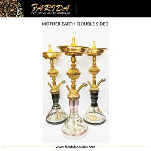 Venta al por mayor mejor precio Midi latón Madre Tierra doble cara Farida Hookahs Cristal de lujo Shisha juego para fumar laca personalizada - Product Image 5