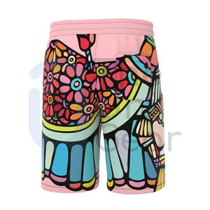 2025 nuevo estilo para hombre, pantalones cortos deportivos para gimnasio, alta calidad, 100% poliéster, ropa deportiva informal estampada, pantalones cortos para correr con cordón - Product Image 2