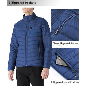 Fall, Winter, Spring Men's Puffer <b>Jacket</b> <b>Packable</b>, Quilted, <b>Lightweight</b> Coat Direct Manufacturer OEM/ODM Elastic Cuffs - Product Image 3