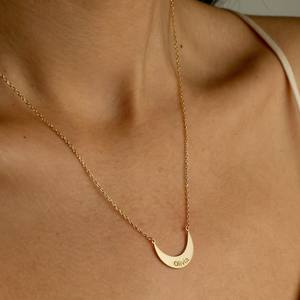 925 plata esterlina oro Vermeil minimalista grabado Luna collar media luna colgante regalos personalizables joyería Lunar personalizada - Product Image 3