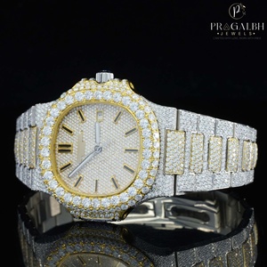 นาฬิกาเพชรโมอิสสำหรับผู้ชายสุดเจ๋งนาฬิกาสแตนเลสสุดหรู VVS เพชรส่องแสงเป็นประกายวิบวับ - Product Image 3