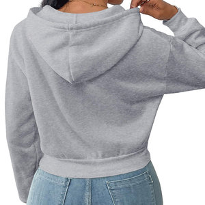 Sudadera con capucha recortada de tendencia de alta calidad, ropa de calle informal, figuras de hombros caídos, sudaderas transpirables ecológicas de punto - Product Image 4