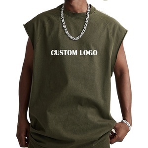 High Quality Custom Logo Oversized Vest Cotton Singlets Washed <b>Distressed</b> Cut Edge Sleeveless Tshirt Tank <b>Top</b> for Men - Product Image 1