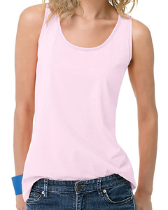 Débardeur en tricot rose clair à col rond pour femme, séchage rapide, couleur unie, longueur normale, 160g - Product Image 1