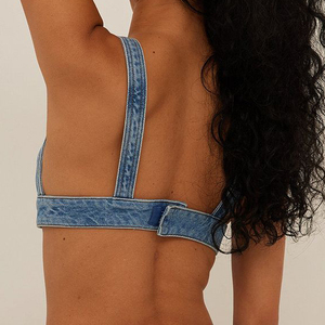 บราแฟชั่นเสื้อครอปเซ็กซี่สำหรับผู้หญิงเสื้อชั้นในผ้าเดนิม - Product Image 6