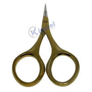 Ciseaux de beauté droits en acier inoxydable à manche doré de haute qualité avec logo personnalisé Ciseaux à ongles pour broderie de cuticules pour manucure - Product Image 5