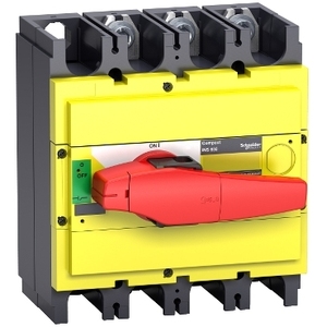 Interruttore Sezionatore SCHNEIDER ELECTRIC Compact INS500 Modello 31132 con Maniglia Rotante Rossa e Frontale Giallo, 500 A, 3 Poli - Product Image 1