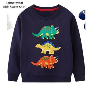 Sweat-shirt pour enfants, motif brodé de dessin animé, col rond, manches longues, pull en coton - Product Image 2