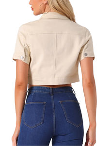 Femmes avec logo personnalisé 2025 Veste élégante en denim déchiré à bordure brute Vestes en jean à épaules tombantes pour femmes - Product Image 2