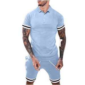 Conjunto de chándal de talla grande para hombre de verano 2025, camiseta con logotipo personalizado, pantalones cortos, pantalones transpirables con etiqueta privada, patrón sólido - Product Image 4