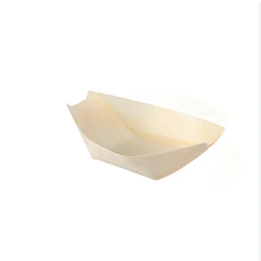 صينية تقديم طعام خشبية قابلة للتحلل الحيوي على شكل قارب غذائي للاستعمال مرة واحدة بمقاسات متنوعة مخصصة