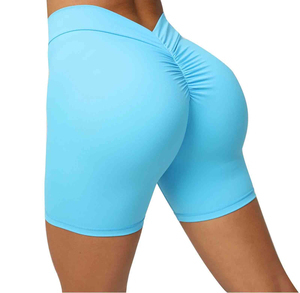 Short de fitness respirant à séchage rapide pour femmes Short de yoga taille basse sans couture en spandex/nylon motif solide - Product Image 1