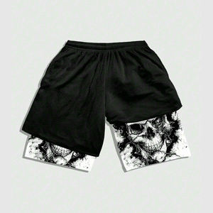 Pantalones cortos de baloncesto informales con cordón en la cintura para hombre, pantalones cortos lavados con letras y rayas personalizados para hombre 2024 - Product Image 2