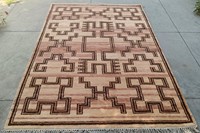 Tapis moderne tufté de haute qualité indo-népalais/tibétain, design floral beige pastel doux, luxueux, fin, en polyester, lavable, avec base en caoutchouc