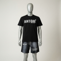 Ensemble t-shirt et short 2 pièces pour hommes d'été thermique imprimé High Street grande taille 100% coton