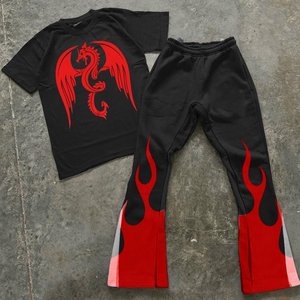 Custom Printed Logo Design Screen Printed Black Color <b>T</b> <b>Shirts</b> and Panel Trouser for Men's <b>Winter</b> Casual Wear Plus Size - Product Image 6