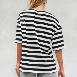 Camisetas de Verano al por Mayor para Mujer, Moda Holgada Informal, 100% Algodón, Transpirable, Ecológica, Servicio OEM, Camisetas de Manga Corta - Product Image 4