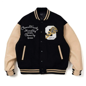 Chaqueta universitaria con letras de lana y manga de cuero para hombre personalizada con logotipos bordados, parches, etiquetas, chaquetas universitarias de invierno para hombre y mujer - Product Image 2