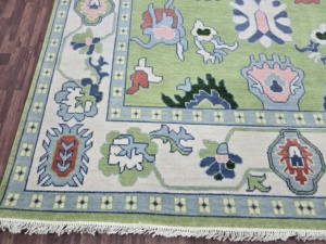 Blanc vert taille 6x9 pieds Zone tapis en laine fine noué à la main turc avec motif abstrait pour salon ou salle à manger n'importe quelle pièce - Product Image 3