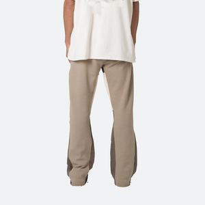 กางเกงวอร์มขาบานแบบลำลองสำหรับผู้ชายผ้าฝ้ายเทอร์รี่พร้อมกระดุมติดข้อมือกางเกงฤดูหนาวแบบเย็บปะเปิด - Product Image 4