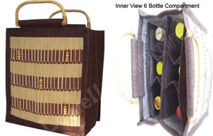 Bolsa de Transporte de Vino Reutilizable Ecológica para Seis Botellas, Bolsas de Regalo de Yute con Asa de Caña Rústica, Bolsa de Vino Portátil Elegante Lowellcraft - Product Image 2