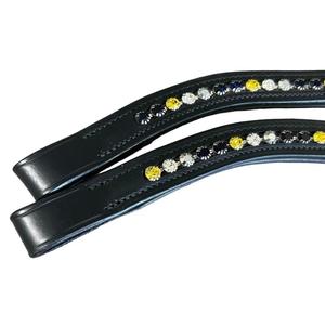 Personalizado Multicolor redondo Cristales vidrio diamante mega Bling incrustaciones Canal vacío Negro Premium cuero caballo ceja banda - Product Image 3