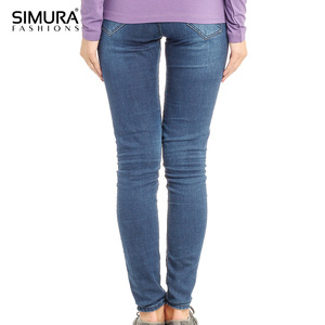SIMURA Women's Skinny Jeans Mid Waist Full Length <b>Denim</b> Casual <b>Stretch</b> Pants Autumn Style - Product Image 6