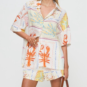 Pyjama d'été en lin pour femmes du Vietnam vêtements de nuit tissu respirant grande taille fabriqué au Vietnam - Product Image 3