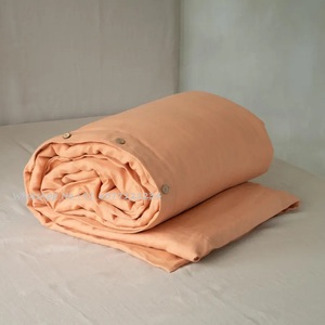 Juego de funda nórdica estilo europeo 100% Lino personalizada al por mayor 2 fundas de almohada cierre personalizado Color King Size All Season High - Product Image 3