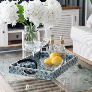 Lujosa bandeja artesanal de madreperla elegante centro de mesa decorativo para boda mesa de comedor mesa de centro o cocina - Product Image 3