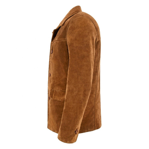 Suede Green Vintage <b>Trucker</b> Leather <b>Jacket</b> High Quality Slim Fit Reversible Multi-Pocket Zippered Plain Dyed for <b>Men</b> - Product Image 4