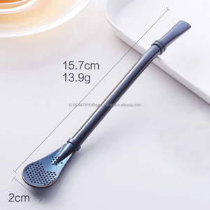 ขายร้อนหรูหราหลากสี 304 กวนก้านนมชากรองช้อนฟางสําหรับร้านกาแฟ - Product Image 6
