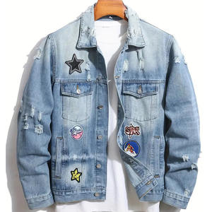 Elegante chaqueta de mezclilla desgastada Casual solapa de un solo pecho manga larga mezcla de algodón prendas de vestir exteriores con bolsillos chaquetas de mezclilla - Product Image 1