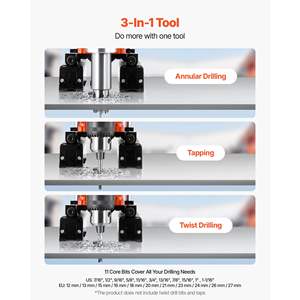 Taladro de columna eléctrico de 1400W, magnético, diámetro de perforación de 2 pulgadas, velocidad de 0-750 RPM con dirección reversible - Product Image 4