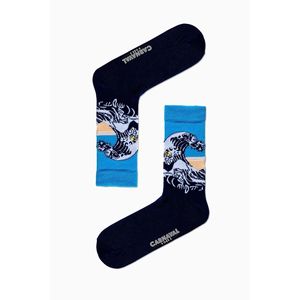 Chaussettes respirantes rayées colorées Kanagawa, motif brodé artistique, tricot léger, pour usage quotidien, taille unique, printemps-été - Product Image 1