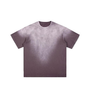 T-shirt unisexe col en V 180g, 100% coton tricoté, grammage lourd, uni, respirant, infroissable, coupe oversize, manches tombantes, effet délavé - Product Image 1