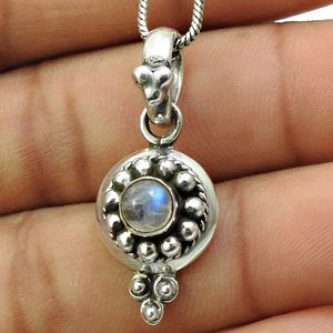 Handmade Wholesale Rainbow <b>Moonstone</b> Pendants 925 Sterling Silver Gemstone Fine Jewelry Pendants 925 Stamp Silver Jewelry OEM - Product Image 4