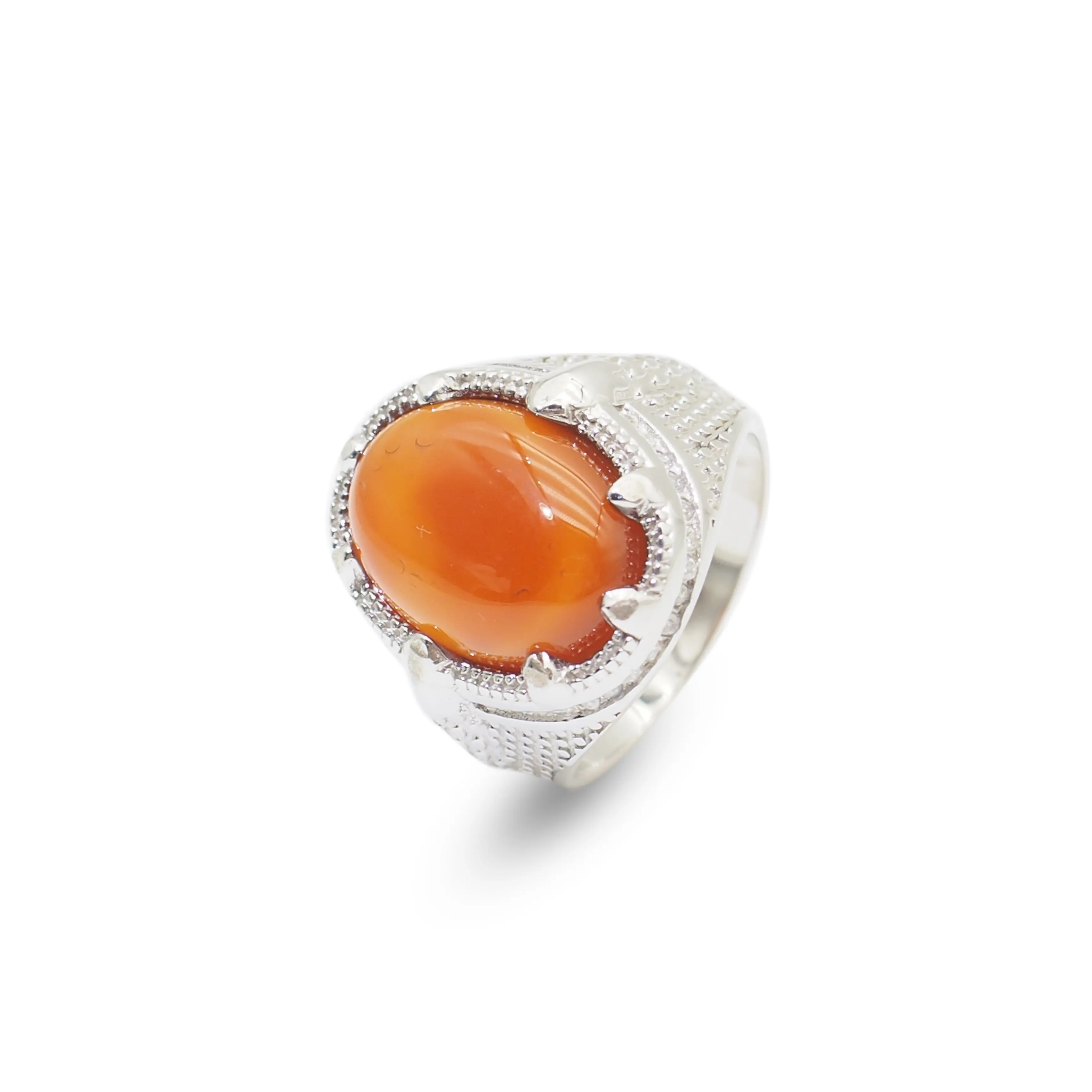 Hand Made Orange Carnelian Finger Ring Red Jasper Ring Tamanho Prata Novo Design Anel