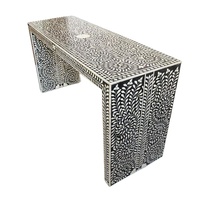 Table basse marocaine artisanale en os incrusté, design unique et exotique, multifonctionnelle, écologique, pour entrée et salon
